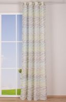Fertiggardine Ösengardine Leinenoptik mit farbigem Wellenmuster weiß grün grau 140x245cm