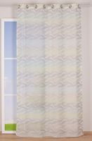 Fertiggardine Ösengardine Leinenoptik mit farbigem Wellenmuster weiß grün grau 140x245cm