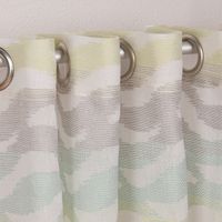 Fertiggardine Ösengardine Leinenoptik mit farbigem Wellenmuster weiß grün grau 140x245cm