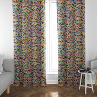 Dekostoff Doubleface Wendestoff Jacquard Kästchen Pixel bunt 1.4m