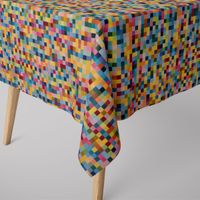 Dekostoff Doubleface Wendestoff Jacquard Kästchen Pixel bunt 1.4m