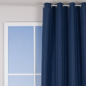 Ösenvorhang Brilliant Leinenoptik einfarbig blau 140x245cm