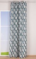 Ösenvorhang Jacquard grafisch weiß petrol 140x260cm