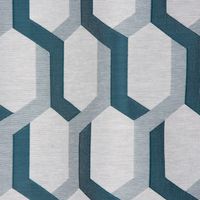 Ösenvorhang Jacquard grafisch weiß petrol 140x260cm
