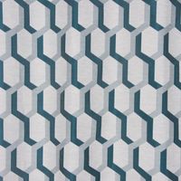 Ösenvorhang Jacquard grafisch weiß petrol 140x260cm