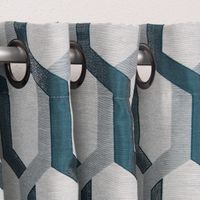 Ösenvorhang Jacquard grafisch weiß petrol 140x260cm