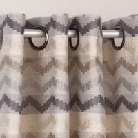 Ösenvorhang Jacquard Leinenoptik Chevronmuster weiß natur grau 135x250cm