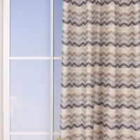 Ösenvorhang Jacquard Leinenoptik Chevronmuster weiß natur grau 135x250cm