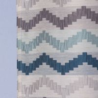 Ösenvorhang Jacquard Leinenoptik Chevronmuster weiß blau grau 135x250cm