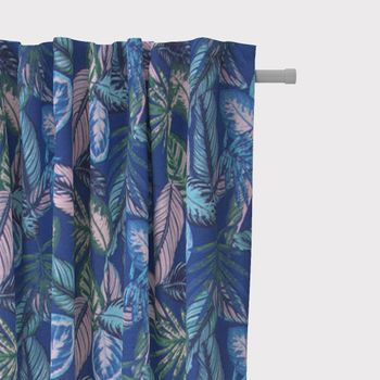 SCHÖNER LEBEN. Vorhang Dschungelpflanzen blau grün rosa 245cm