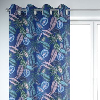 SCHÖNER LEBEN. Vorhang Dschungelpflanzen blau grün rosa 245cm