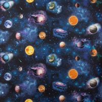 Dekostoff Digitaldruck Weltall Weltraum Planeten Erde blau bunt 1.40m