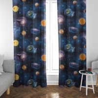 Dekostoff Digitaldruck Weltall Weltraum Planeten Erde blau bunt 1.40m