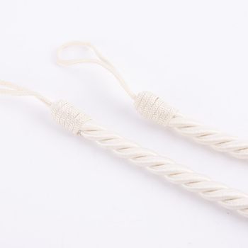 Hochwertige Vorhangkordel Raffhalter-Kordel 75cm in seidiger Optik mit Aufhängeschlaufen ecru