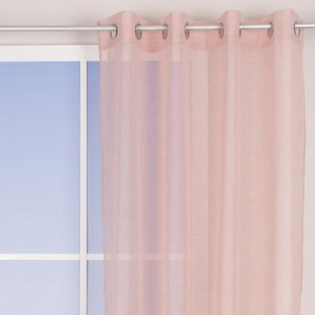 Ösengardine Leinenoptik uni rosa 140x260cm