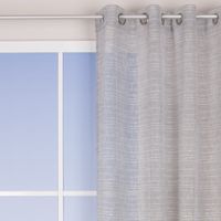 Ösengardine Schnurstreifen mit Glitzerpailletten grau weiß 135x260cm