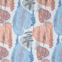 Baumwolljersey ELVES Blätter Ranken weiß blau apricot grau 1.5m