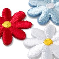 Prym Applikation Blumen selbstklebend weiß rot blau 8 Stück 2cm