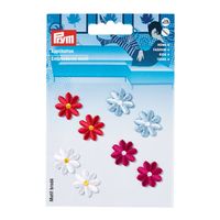 Prym Applikation Blumen selbstklebend weiß rot blau 8 Stück 2cm