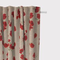 Dekostoff Leinenlook Mohnblumen Schriftzug natur rot grün weiß 1.40m