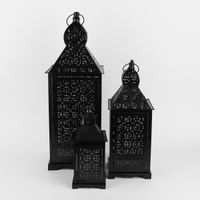 Laterne Blumenornament geometrisch Metall perforiert schwarz