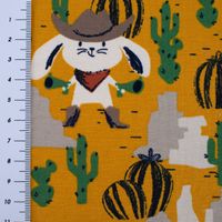 Baumwolljersey Cowboy Hase Bär Lasso ockergelb beige braun 1.5m