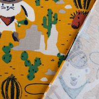 Baumwolljersey Cowboy Hase Bär Lasso ockergelb beige braun 1.5m