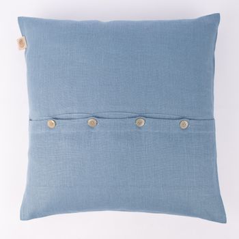 Kissenhülle Erik mit Knopfleiste aus 100 % Leinen 47x47cm blau