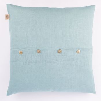 Kissenhülle Erik mit Knopfleiste aus 100 % Leinen 47x47cm eisblau