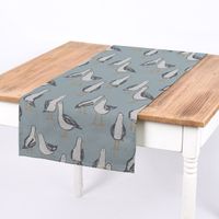 Clarke & Clarke Dekostoff Baumwollstoff Polsterstoff Möwen blau 138cm