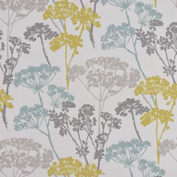 Clarke & Clarke DekostoffBlumen Gräser Mineral blau grün grau 138cm