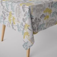 Clarke & Clarke DekostoffBlumen Gräser Mineral blau grün grau 138cm