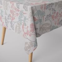 Clarke & Clarke DekostoffBlumen Gräser pastell mint rosa grau 138cm