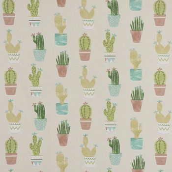 Fryett`s Dekostoff Baumwolle Cactus Kaktus Kakteen natur grün 138cm
