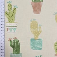 Fryett`s Dekostoff Baumwolle Cactus Kaktus Kakteen natur grün 138cm
