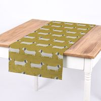 Fryett`s Dekostoff Baumwollstoff Dackel Dachshund senf gelb 138cm