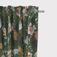 Dekostoff Baumwolle ZOOP Blumen Zebra grün braun weiß schwarz 1.5m