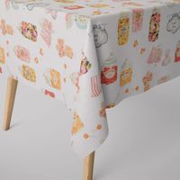 Digitaldruck Süßigkeiten Bonbons Candyshop ecru multi 138cm