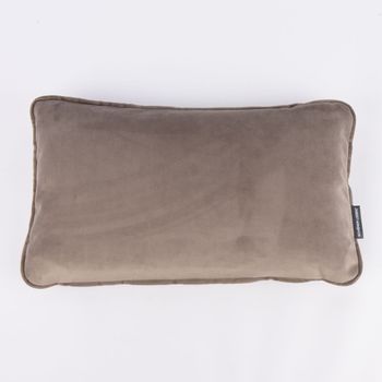 SCHÖNER LEBEN. Samtkissen mit Keder taupe 30x50cm