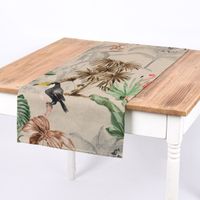 SCHÖNER LEBEN. Tischläufer Outdoor Palmen Papagei Flamingo beige bunt