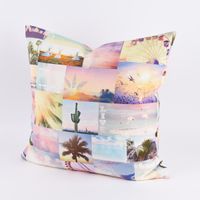 SCHÖNER LEBEN. Kissenhülle Sommer Festival Patchwork Digitaldr. rosa