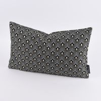 SCHÖNER LEBEN. Kissenhülle Pfau Jacquard schwarz weiß gold 30x50cm