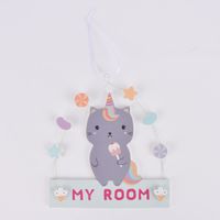Sass & Belle Schild My Room Katze Regenbogen grau bunt 16.5x18cm