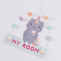 Sass & Belle Schild My Room Katze Regenbogen grau bunt 16.5x18cm