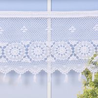 Häkelspitze Häkelgardine Panneaux Meterware Boho Mandalablume mit Tunneldurchzug weiß 45cm Höhe