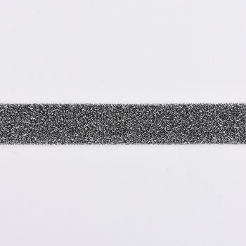 Schrägband Einfassband Lurex Glitzer silber schwarz Breite: 2cm