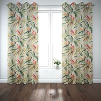 Dekostoff Baumwollstoff Blätter Zweige beige grün rot 1.40m Breite