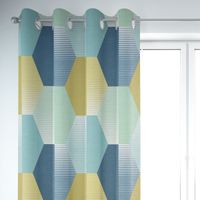 Dekostoff Baumwolle geometrisch Retro Sechseck blau grün weiß 1.4m
