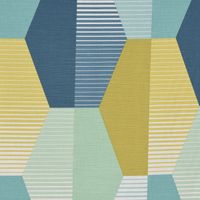 Dekostoff Baumwolle geometrisch Retro Sechseck blau grün weiß 1.4m