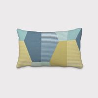 Dekostoff Baumwolle geometrisch Retro Sechseck blau grün weiß 1.4m